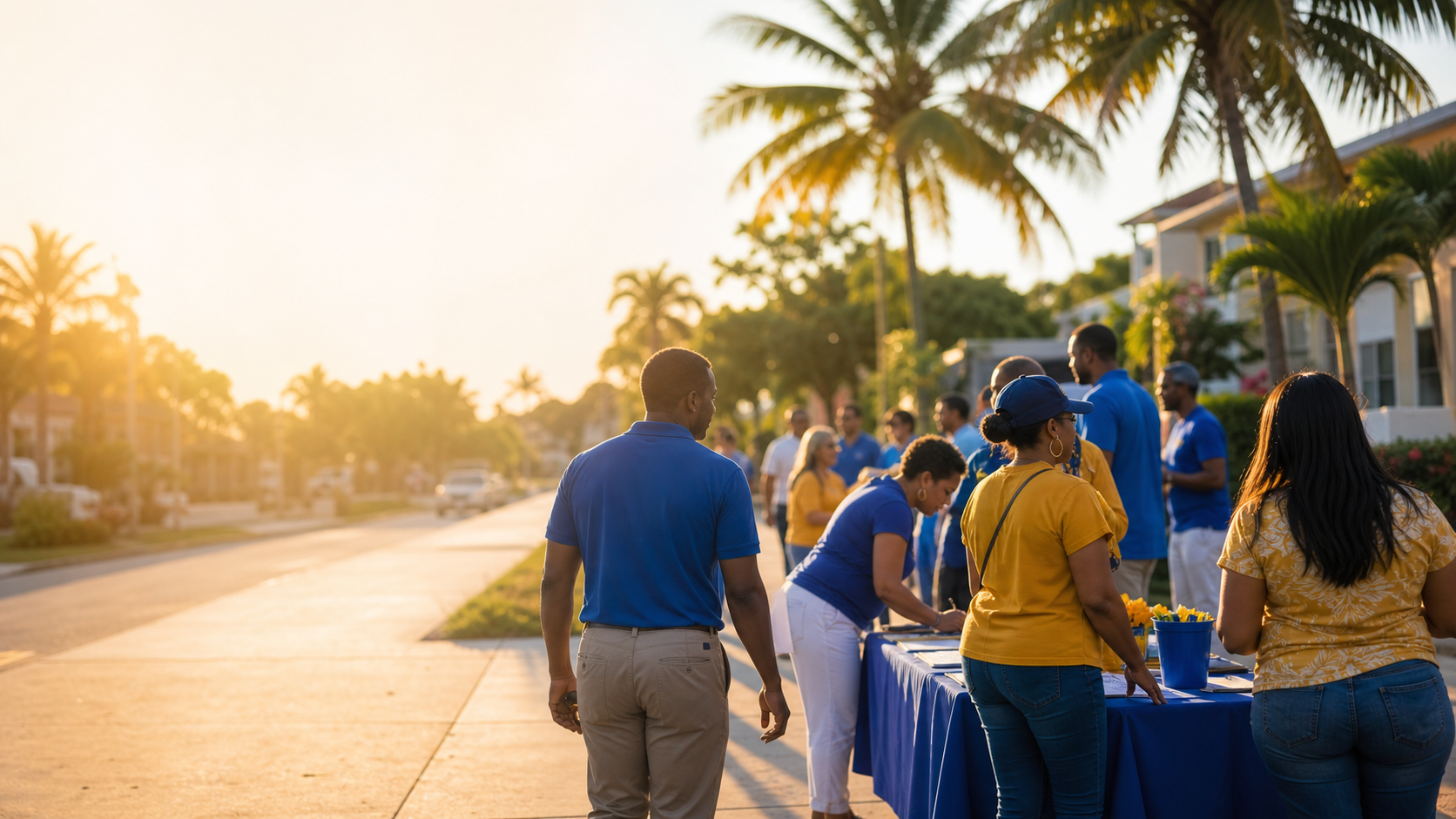 A South Florida campaign gathering at golden hour